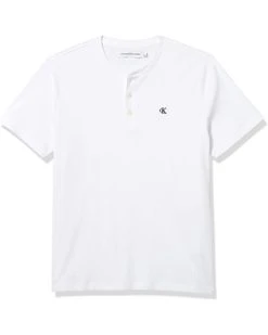 Calvin Klein Men's Short Sleeve Henley Ribbed Logo T-Shirt | Shirts & Tops