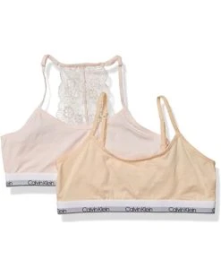 Calvin Klein Girls' Little Kids Modern Cotton Racerback Bralette with Lace, Multipack | Underwear & Intimates