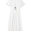 Calvin Klein Women's V-Neck Maxi Dress with Button Front and Belt | Dresses