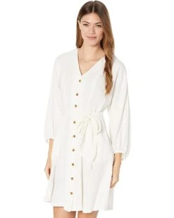 Calvin Klein Short Dress with Front Buttons and Tie Waist | Dresses