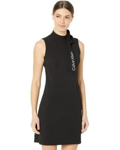 Calvin Klein Sleeveless Scuba Crepe Dress with Necktie | Dresses