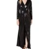 Calvin Klein Women's Long Sleeve Sequin Gown with Cross Front V Neckline | Dresses