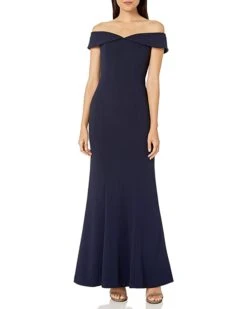 Calvin Klein Women's Off The Shoulder Gown with Folded Collar | Dresses