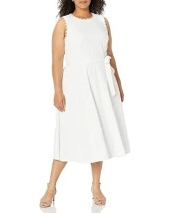 Calvin Klein Women's Plus Size Sleeveless Midi Dress with Floral Trim | Dresses