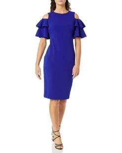 Calvin Klein Women's Cold Shoulder Sheath with Tiered Sleeve Dress | Dresses