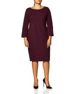 Calvin Klein Women's Solid Three Quarter Split Sleeved Sheath | Dresses