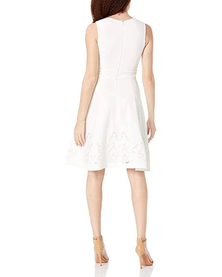 Calvin Klein Women's Petite Sleeveless Floral Embroidered Fit and Flare Dress | Dresses 2 Calvin Klein Women's Petite Sleeveless Floral Embroidered Fit and Flare Dress | Dresses - Image 2