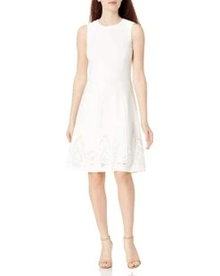Calvin Klein Women's Petite Sleeveless Floral Embroidered Fit and Flare Dress | Dresses