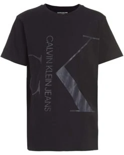 Calvin Klein Boys' Short Sleeve Classic Crew Neck T-Shirt, Solid Color with Split Monogram Logo | Shirts & Tops