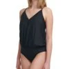 Calvin Klein Crossover Blouson Wrap One-Piece | Swimwear