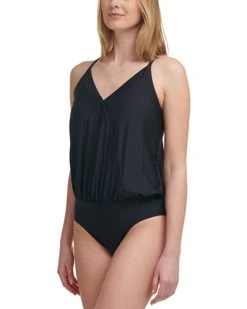 Calvin Klein Crossover Blouson Wrap One-Piece | Swimwear