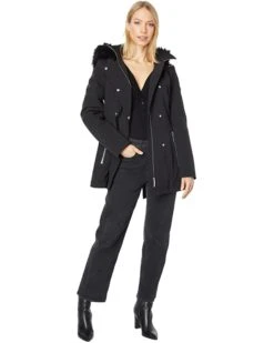 Calvin Klein Double Breasted Faux Fur Trimmed Softshell Raincoat | Coats & Outerwear -Calvin Klein Sales Shop 61UZ9TkOzML. AC SR736920
