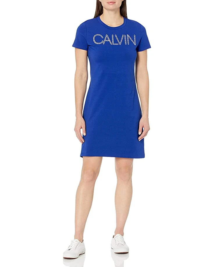 Calvin Klein Women's Short Sleeve Calvn Logo Dress | Dresses 3 Calvin Klein Women's Short Sleeve Calvn Logo Dress | Dresses - Image 3