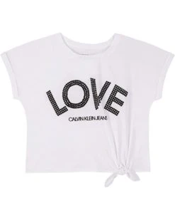 Calvin Klein Girls' Short Sleeve Tie Front T-Shirt, Crew-Neck Neckline & Logo Detailing | Shirts & Tops -Calvin Klein Sales Shop 61Xc0WcfDS. AC SR736920