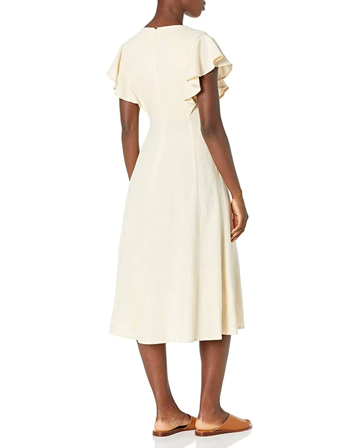 Calvin Klein Women's Flutter Sleeve V-Neck Midi with Button Front Dress | Dresses 2 Calvin Klein Women's Flutter Sleeve V-Neck Midi with Button Front Dress | Dresses - Image 2