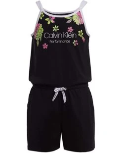 Calvin Klein Girls Performance Romper, Sleeveless Pull-on Style With Drawstring Waist, Logo Detailing, | Jumpsuits & Rompers