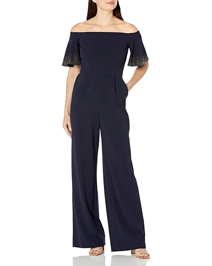 Calvin Klein Women's Short Shoulder Jumpsuit with Flutter Sleeves | Jumpsuits & Rompers 1 Calvin Klein Women's Short Shoulder Jumpsuit with Flutter Sleeves | Jumpsuits & Rompers