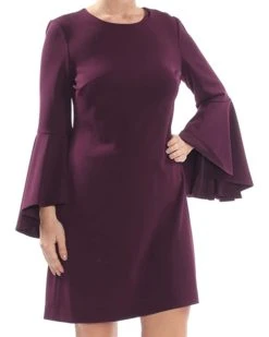 Calvin Klein Women's Solid Sheath with Cascading Bell Sleeves | Dresses