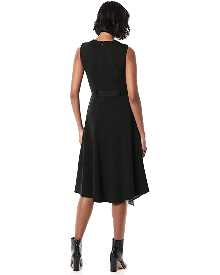 Calvin Klein Women's Mixed Print Ponte Combo Dress with Tie Belt | Dresses 4 Calvin Klein Women's Mixed Print Ponte Combo Dress with Tie Belt | Dresses - Image 4