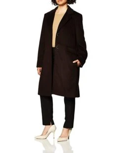 Calvin Klein Womens Button Front Single Breasted Wool Coat | Coats & Outerwear