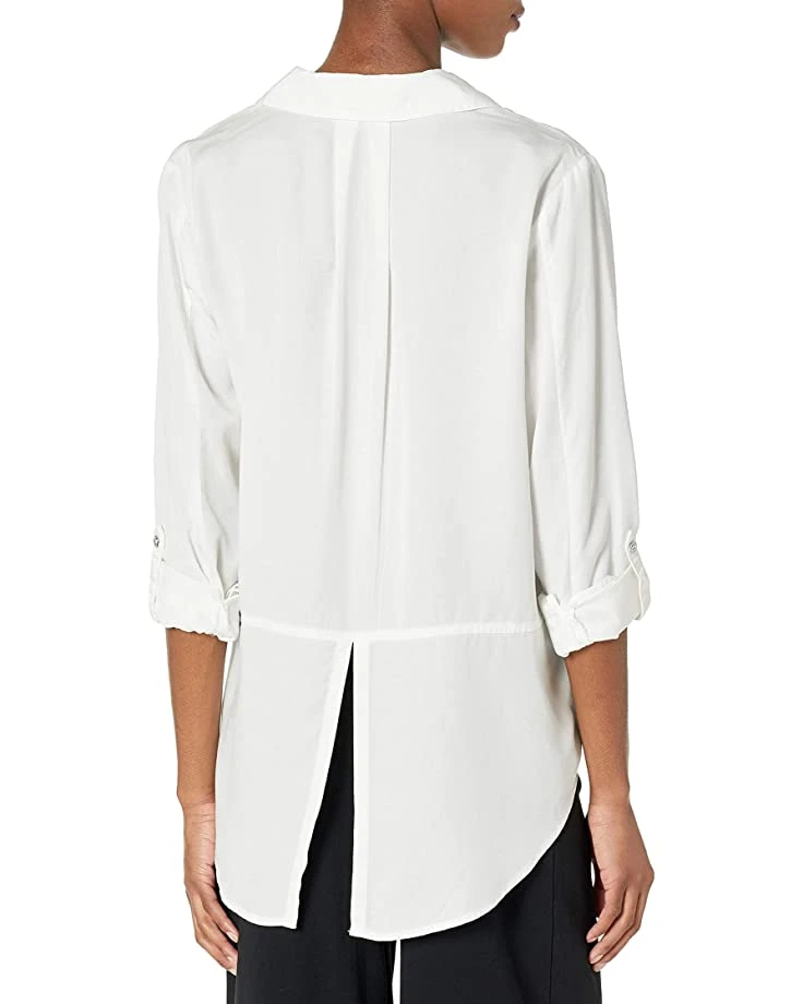 Calvin Klein Women's Split Hem Button Down Shirt with Roll Tab Sleeves | Shirts & Tops 2 Calvin Klein Women's Split Hem Button Down Shirt with Roll Tab Sleeves | Shirts & Tops - Image 2
