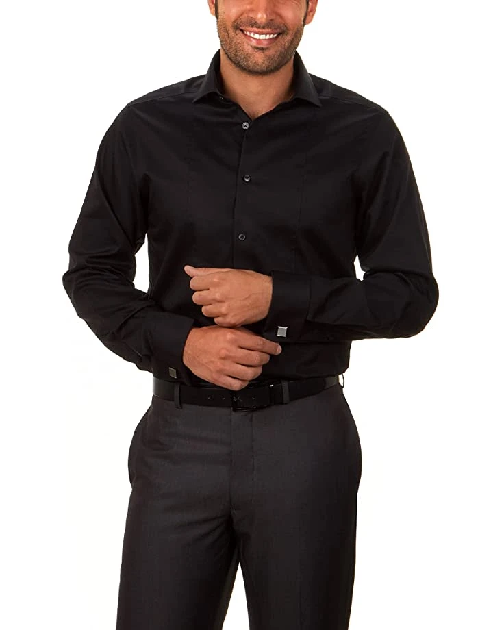 Calvin Klein Men's Dress Shirt Slim Fit Non Iron Herringbone French Cuff | Shirts & Tops 2 Calvin Klein Men's Dress Shirt Slim Fit Non Iron Herringbone French Cuff | Shirts & Tops - Image 2