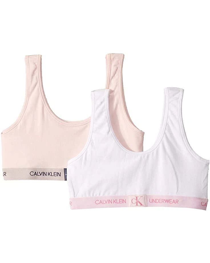 Calvin Klein Kids 2-Pack Monogram Bralette (Little Kids/Big Kids) | Underwear & Intimates 1 Calvin Klein Kids 2-Pack Monogram Bralette (Little Kids/Big Kids) | Underwear & Intimates