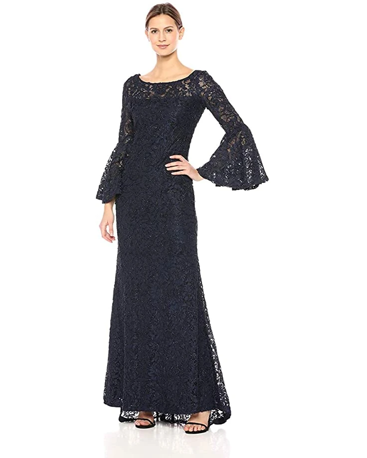 Calvin Klein Women's Lace Gown with Bell Sleeves | Dresses 1 Calvin Klein Women's Lace Gown with Bell Sleeves | Dresses