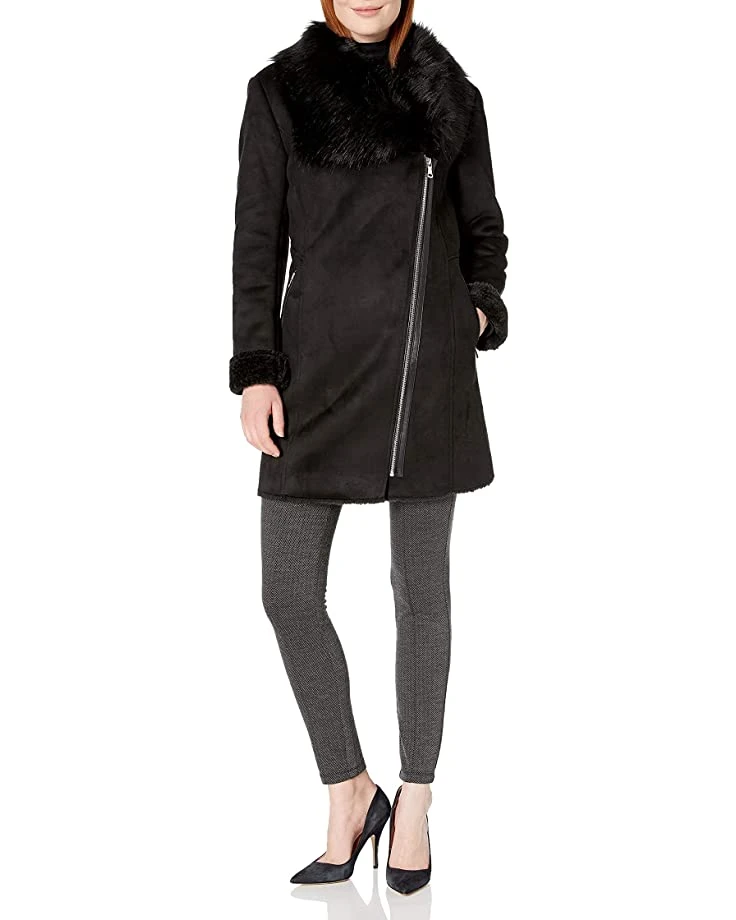 717EzMOIXdL._AC_SR736920_.jpg Calvin Klein Women's Shrarling with Asytmetrical Zipper Detail and Faux Fur Trimmed Collar | Coats & Outerwear -Calvin Klein Sales Shop 717EzMOIXdL. AC SR736920