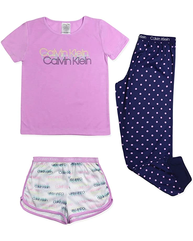 Calvin Klein Girls Sleepwear T-Shirt & Pj Shorts & Pajama Pant Sleep Set 3 Calvin Klein Girls Sleepwear T-Shirt & Pj Shorts & Pajama Pant Sleep Set - Image 3