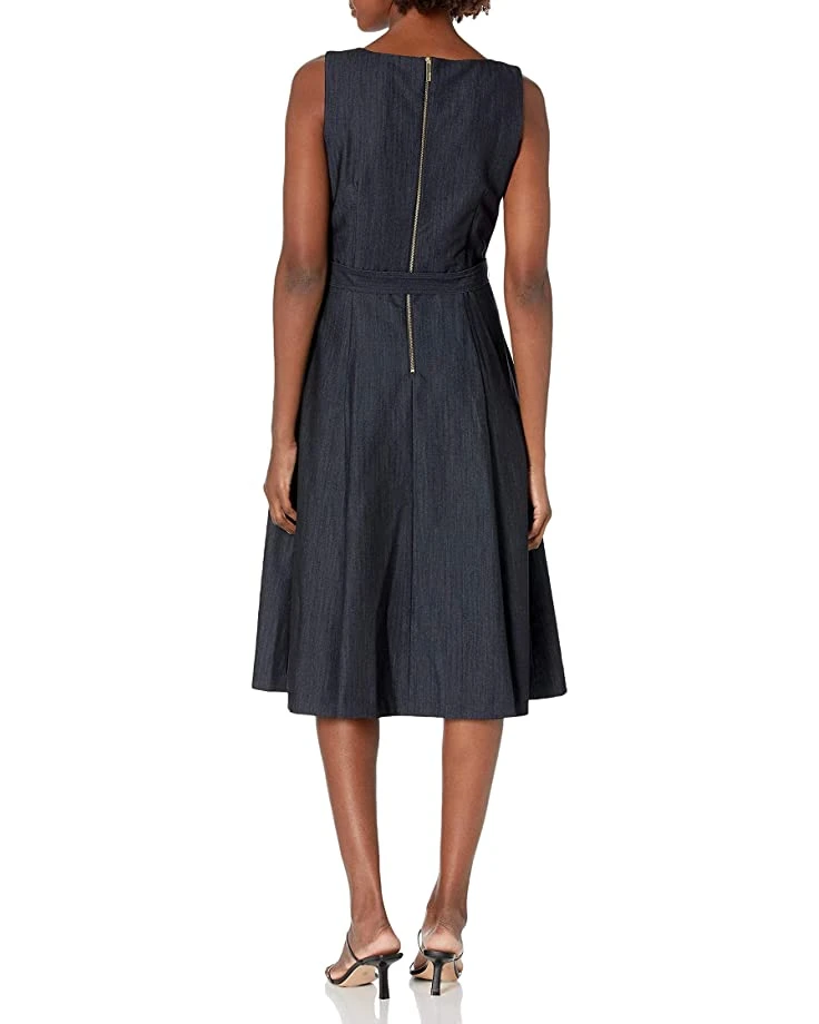 Calvin Klein Women's Sleeveless Square Neck Fit & Flare with Self Tie Belt Dress | Dresses 2 Calvin Klein Women's Sleeveless Square Neck Fit & Flare with Self Tie Belt Dress | Dresses - Image 2