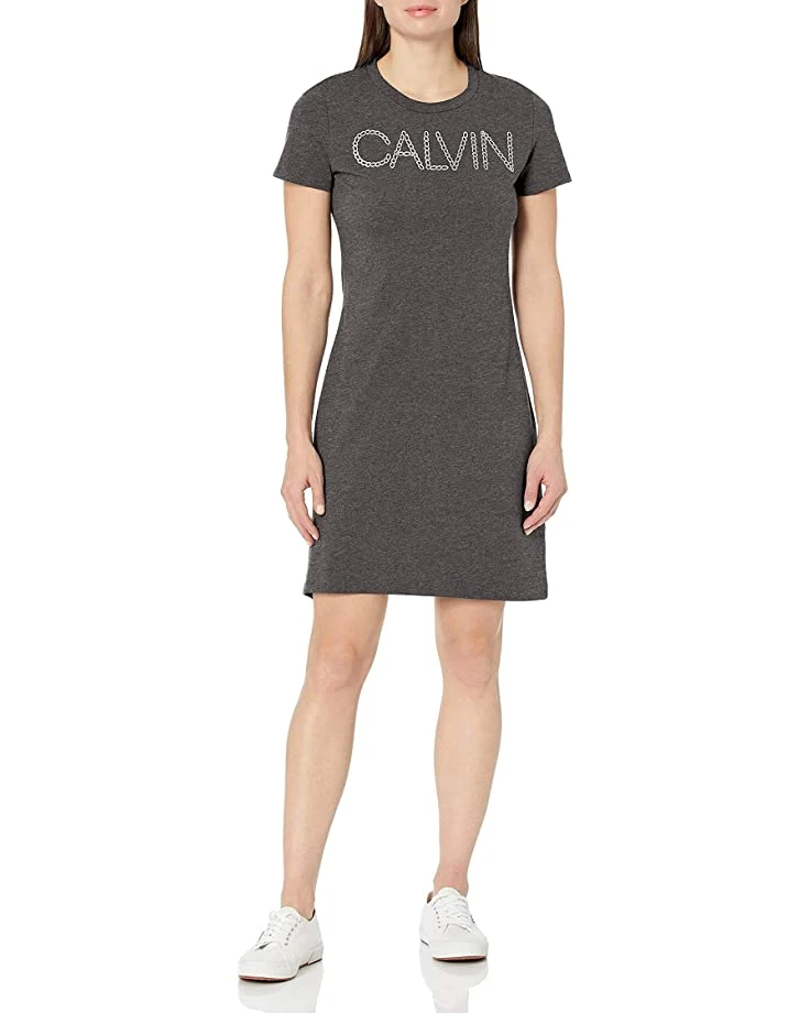 Calvin Klein Women's Short Sleeve Calvn Logo Dress | Dresses 1 Calvin Klein Women's Short Sleeve Calvn Logo Dress | Dresses