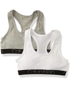 Calvin Klein Girls' Cotton Racerback Ribbed Bralette, 2 Pack | Underwear & Intimates