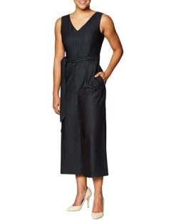 Calvin Klein Womens Petite Sleeveless Cropped Jumpsuit With Self Belt | Jumpsuits & Rompers