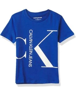 Calvin Klein Boys' Short Sleeve Classic Crew Neck T-Shirt, Solid Color with Split Monogram Logo | Shirts & Tops -Calvin Klein Sales Shop 71TP347SerS. AC SR736920