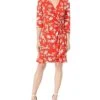 Calvin Klein Women's 3/4 Sleeve Faux Wrap Dress with Hardware | Dresses