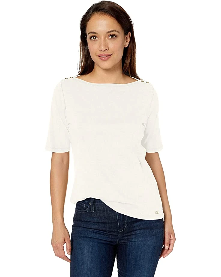 Calvin Klein Women's Half Sleeve Top with Boat Neck | Shirts & Tops 2 Calvin Klein Women's Half Sleeve Top with Boat Neck | Shirts & Tops - Image 2