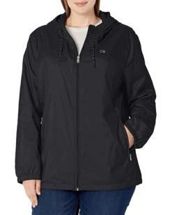 Calvin Klein Womens Plus Sized Zip Front Windbreaker | Coats & Outerwear