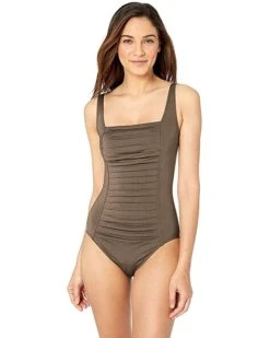 Calvin Klein Women's Pleated One Piece Swimsuit | Swimwear