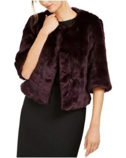 Calvin Klein Women's Solid Faux Fur Shrug | Coats & Outerwear