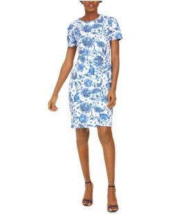 Calvin Klein Women's Petite Short Sleeved Sheath with Princess Seams Dress | Dresses