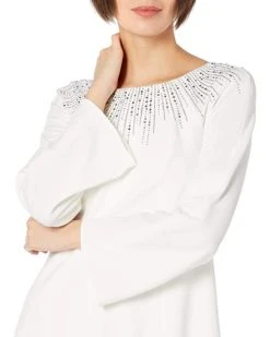 Calvin Klein Women's Wide Sleeve A-line Dress with Neck Embellishemnt | Dresses -Calvin Klein Sales Shop 71hX3pCounS. AC SR736920 1