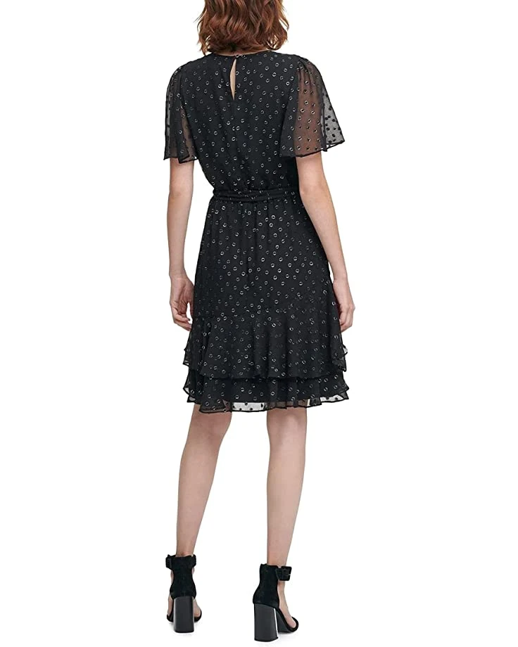 Calvin Klein Women's Flutter Sleeve Dress with Lurex Hem Detail | Dresses 2 Calvin Klein Women's Flutter Sleeve Dress with Lurex Hem Detail | Dresses - Image 2