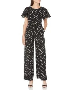 Calvin Klein Women's Short Flutter Sleeved Belted Jumpsuit | Jumpsuits & Rompers