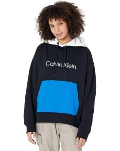 Calvin Klein Long Sleeve Relaxed Color-Block Terry Pullover | Hoodies & Sweatshirts