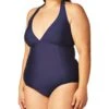 Calvin Klein Women's Halter Top Pleated One Piece Swimsuit with Removable Cups | Swimwear