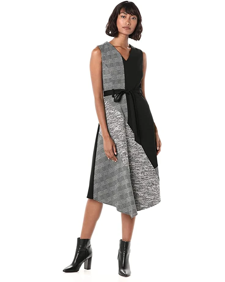 Calvin Klein Women's Mixed Print Ponte Combo Dress with Tie Belt | Dresses 1 Calvin Klein Women's Mixed Print Ponte Combo Dress with Tie Belt | Dresses