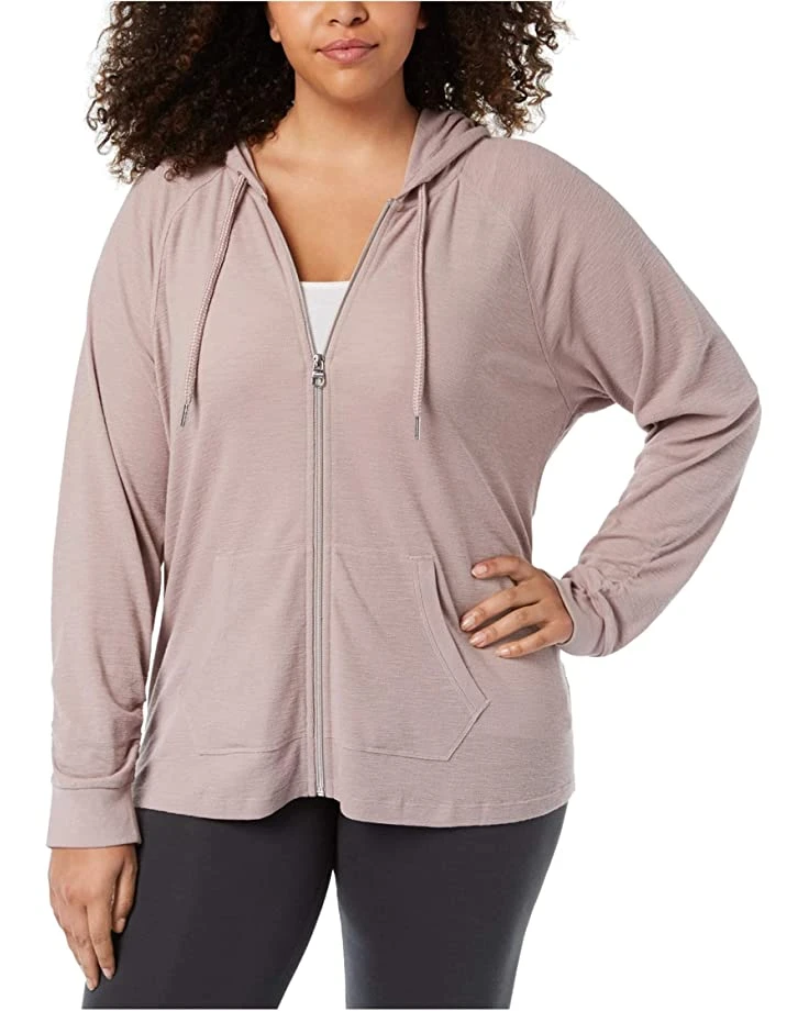Calvin Klein Women's Premium Performance Ruched Long Sleeve Zip Up Hoodie (Standard and Plus) | Hoodies & Sweatshirts 2 Calvin Klein Women's Premium Performance Ruched Long Sleeve Zip Up Hoodie (Standard and Plus) | Hoodies & Sweatshirts - Image 2