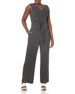 Calvin Klein Women's Sleeveless V Neck Jumpsuit with Self Sash Waist | Jumpsuits & Rompers