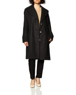Calvin Klein Womens Single Breasted Walker with Button Front Closure | Coats & Outerwear